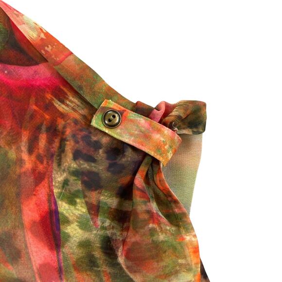 Chico's Top Womens 3 Multicolor Cheetah Floral Summer Surprise Mesh Overlay - Picture 3 of 16